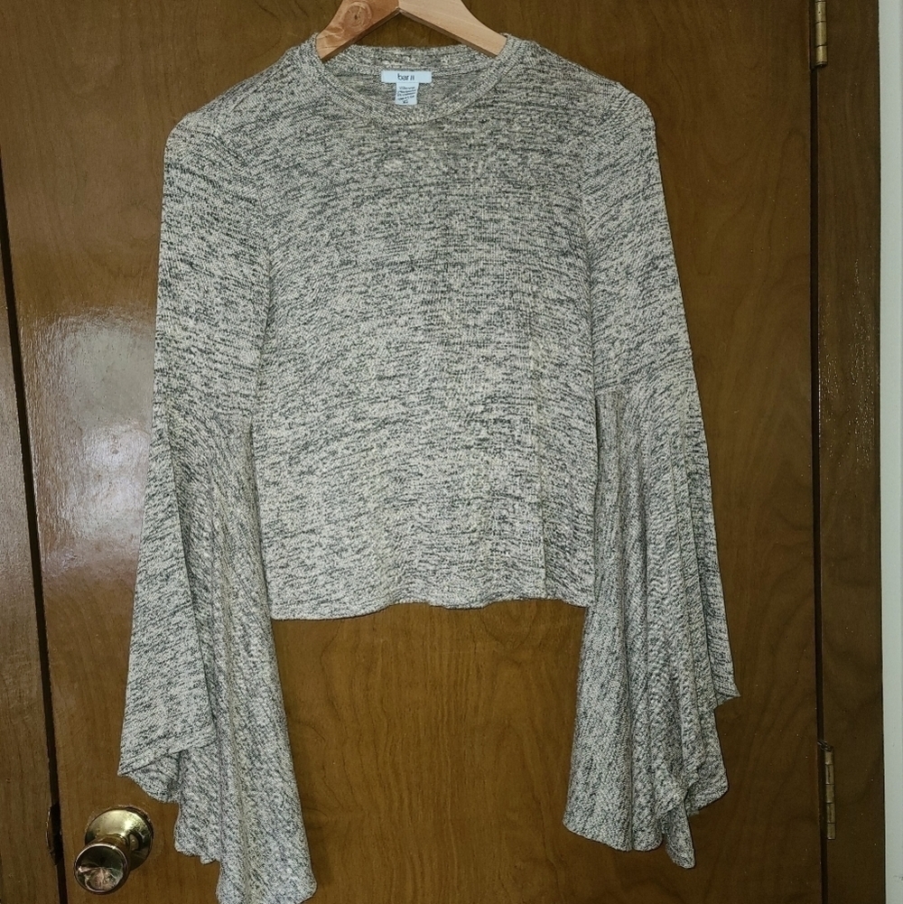 Bar III Womens Bell-Sleeve Melange Pullover Blouse sz xs